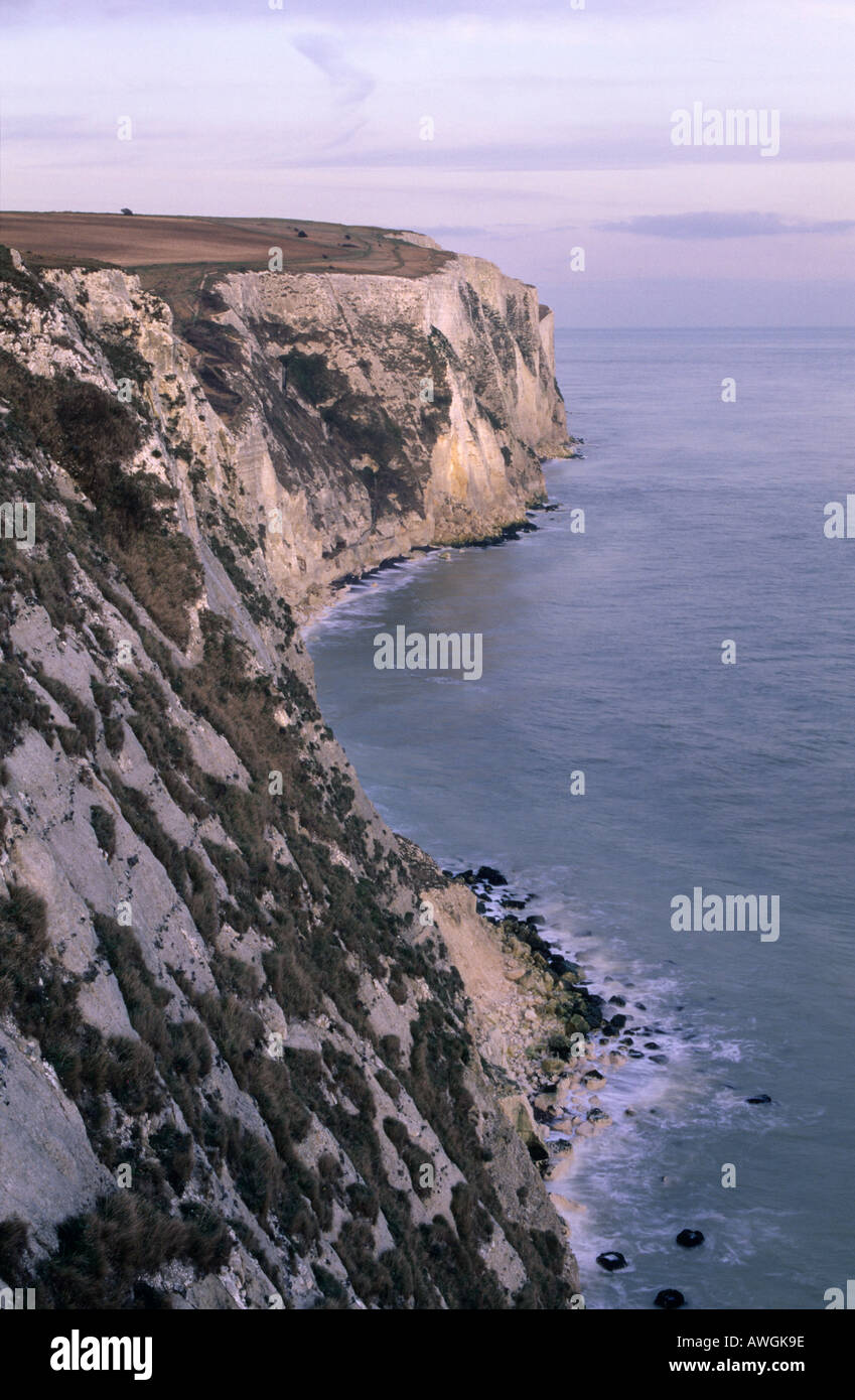 Chalk cliffs and village of St Margaret's at Cliffe, Kent, UK Stock