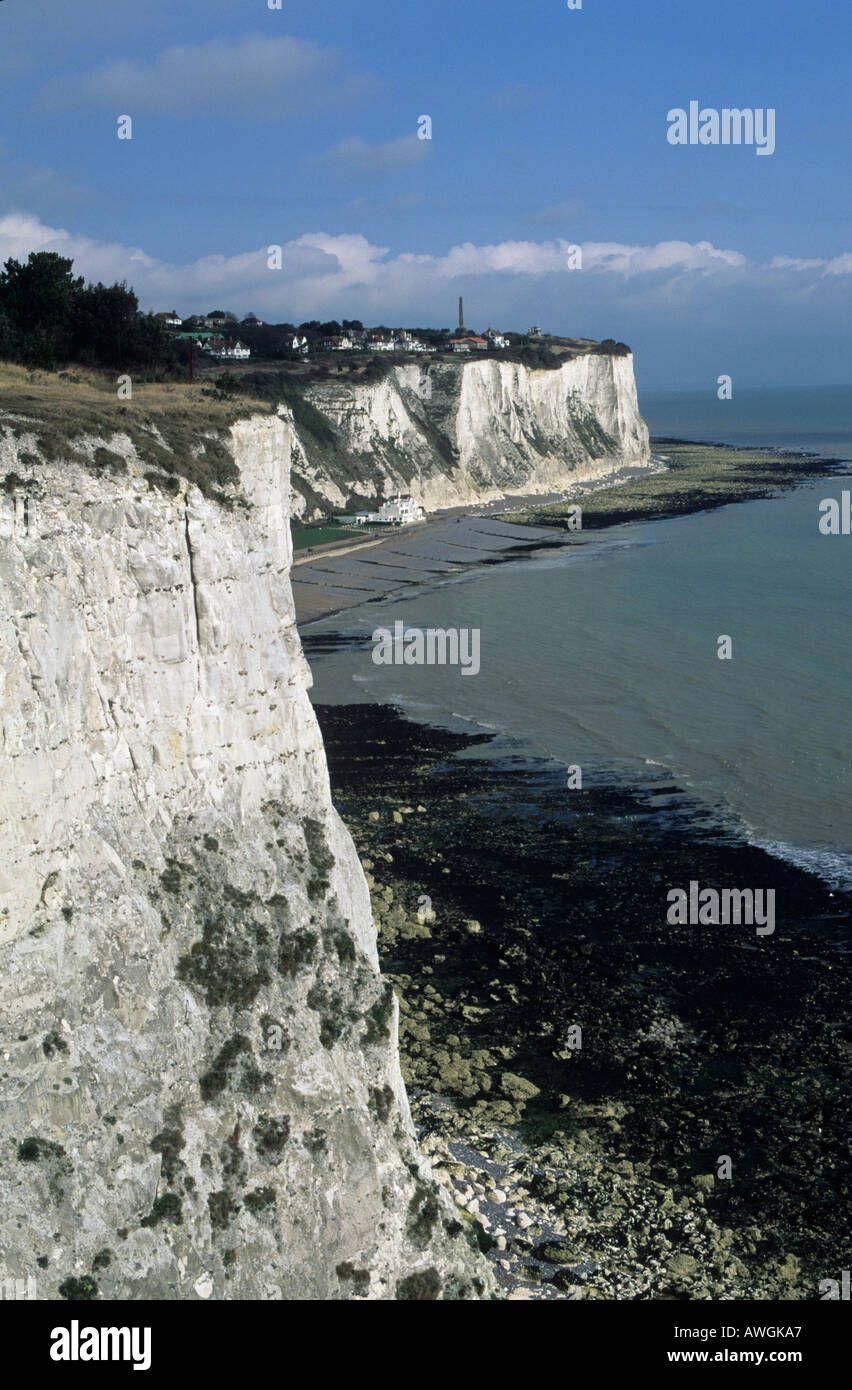 Chalk cliffs and village of St Margaret's at Cliffe, Kent, UK Stock