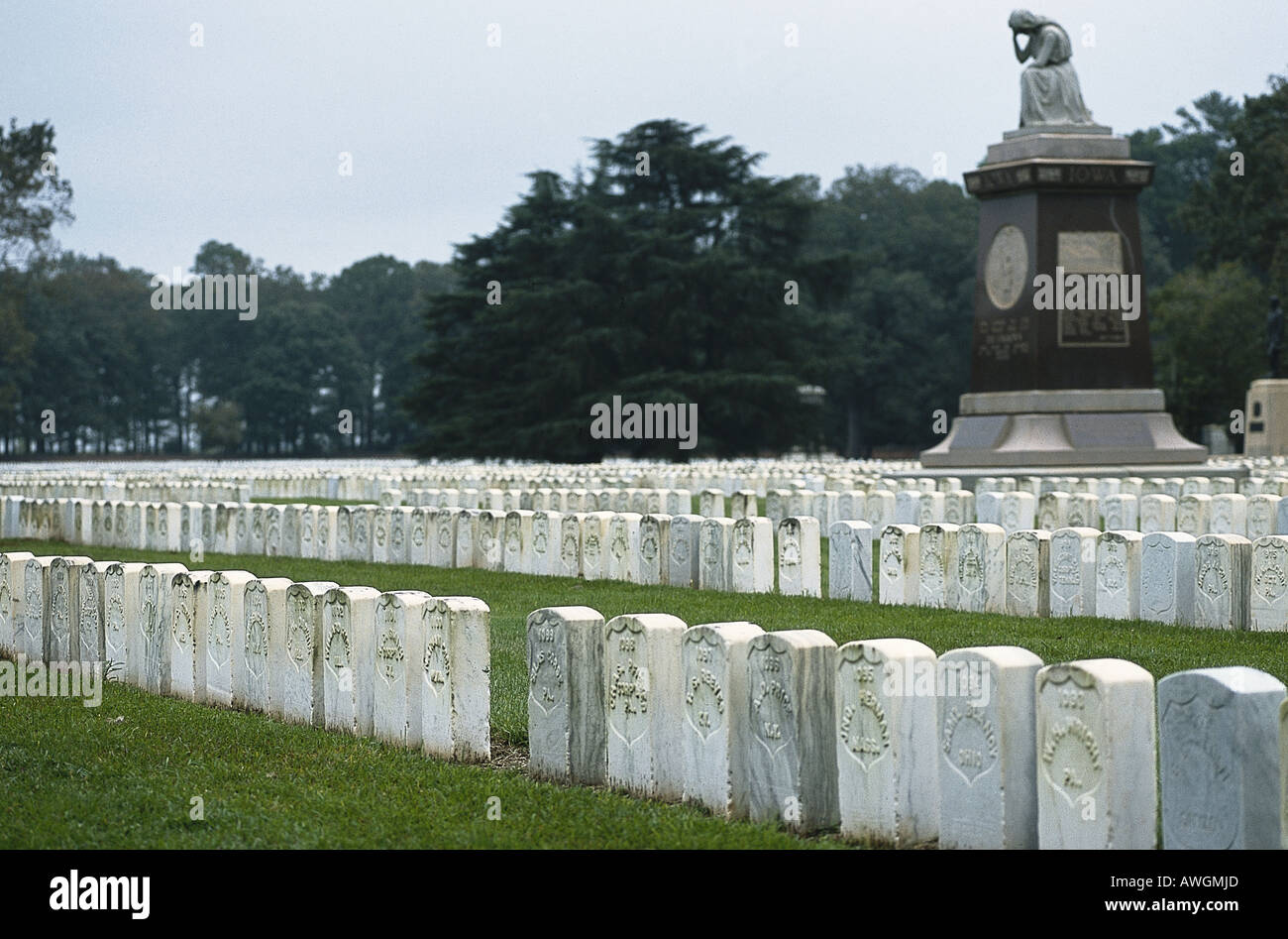USA, headstones at Andersonville Cemetery near Americus Stock