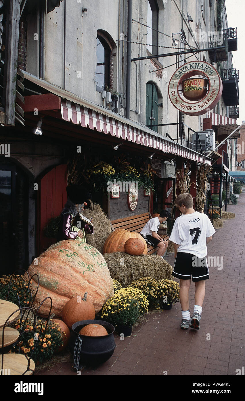 Colorful halloween display on river street hires stock photography and