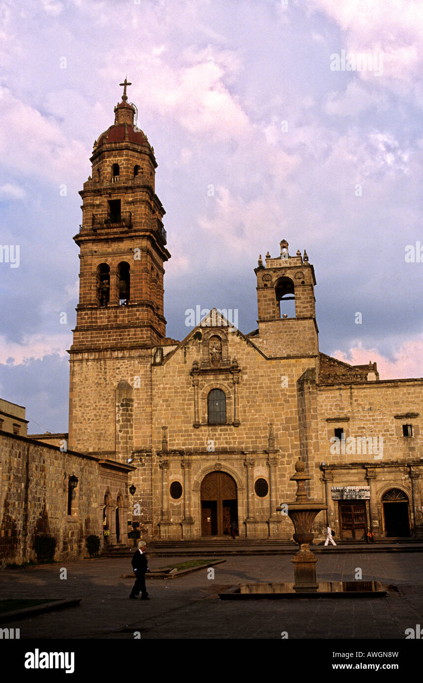Exterior of the 17th century Herrerresque Baroque neoclassical Cathedral on the Plaza de Armas Morelia Michoacan state Mexico Stock Photo