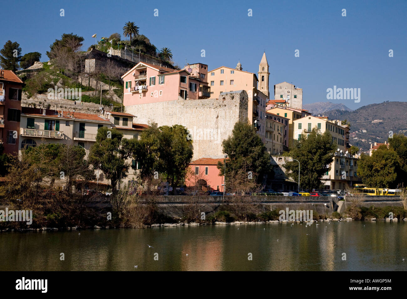 The Centro Storico of Ventimiglia above the River Roya Stock Photo