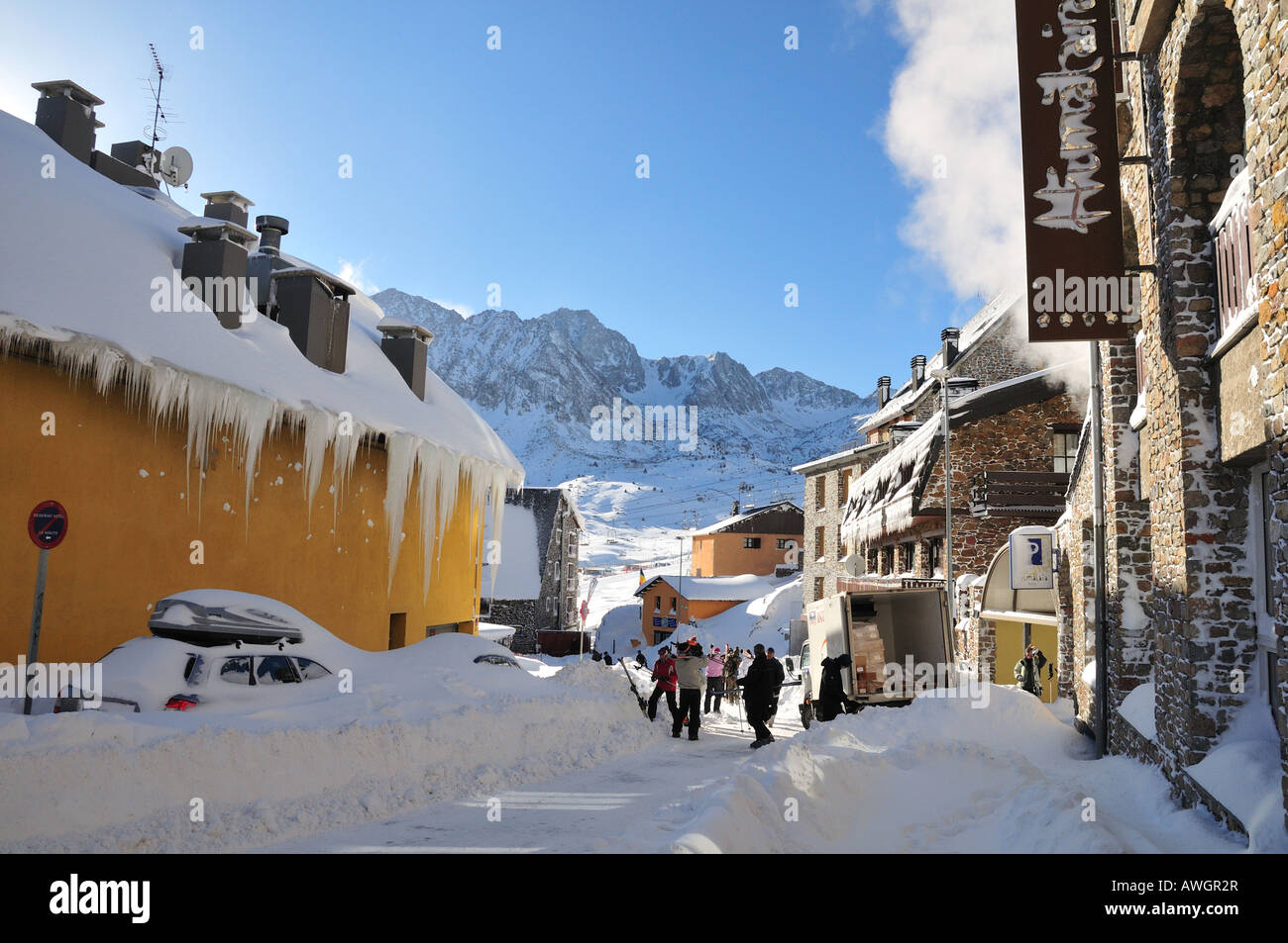 Pas de la Casa winter ski resort, the Pyrenees, Andorra (Spain) the town Stock Photo Alamy
