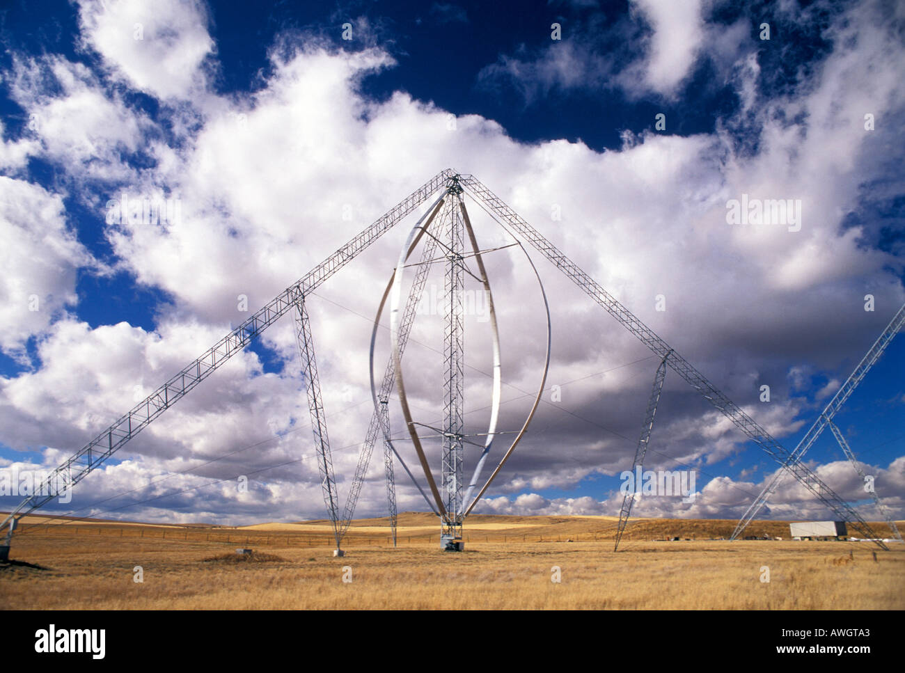 Experimental windmills for generating electricity in Southern Alberta Canada Stock Photo