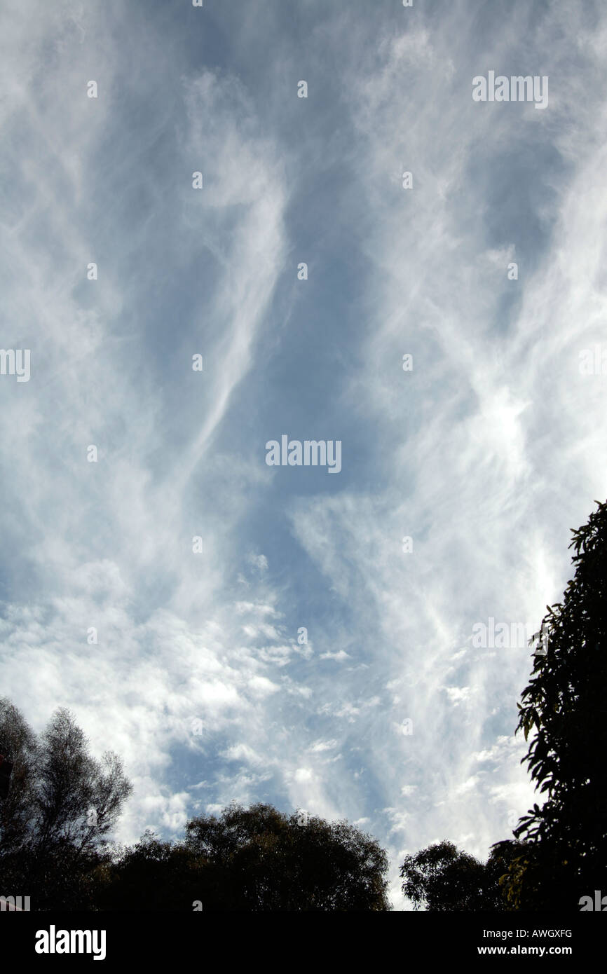 Altocumulus and Cirrostratus Clouds Stock Photo