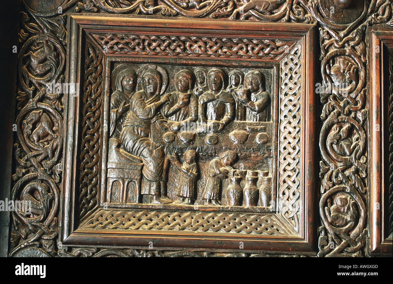 Croatia, Dalmatia, Split, Cathedral of St Domnius, wooden door panel dating from depicting scene from life of Christ Stock Photo