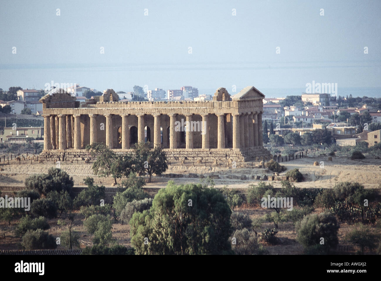 Italy, Sicily, Agrigento and the Valle dei Temple, Temple of Concord, virtually intact hexastyle temple, Stock Photo