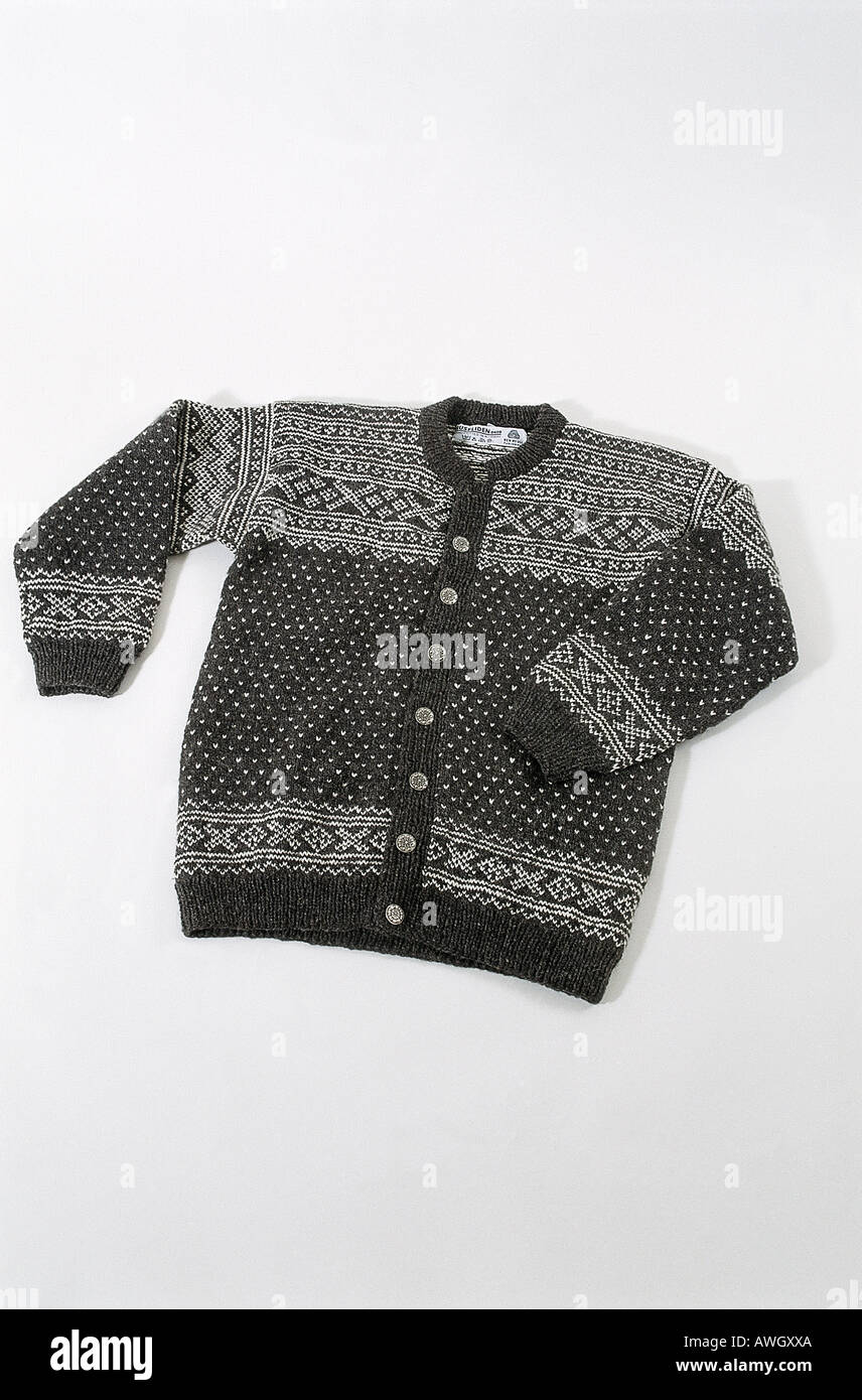Norway, hand-knitted lusekofte cardigan with pattern of traditional design Stock Photo