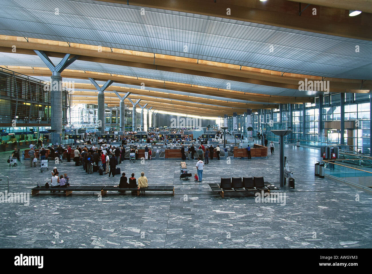 Norway, Oslo, Gardermoen Airport, passengers inside new terminal of Stock Photo 9474178 Alamy