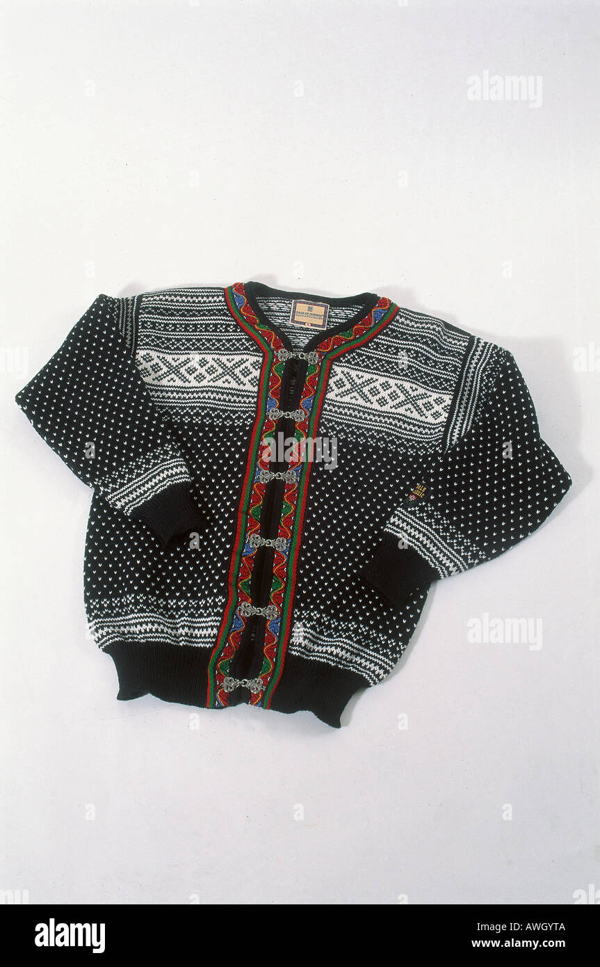 Norway, hand-knitted lusekofte cardigan with intricate pattern of traditional design Stock Photo