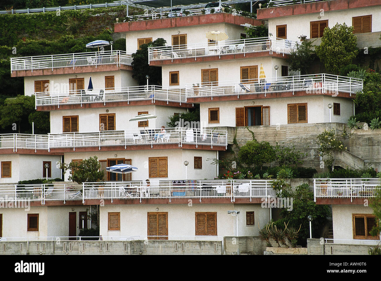 Exterior of apartments built steeply hires stock photography and