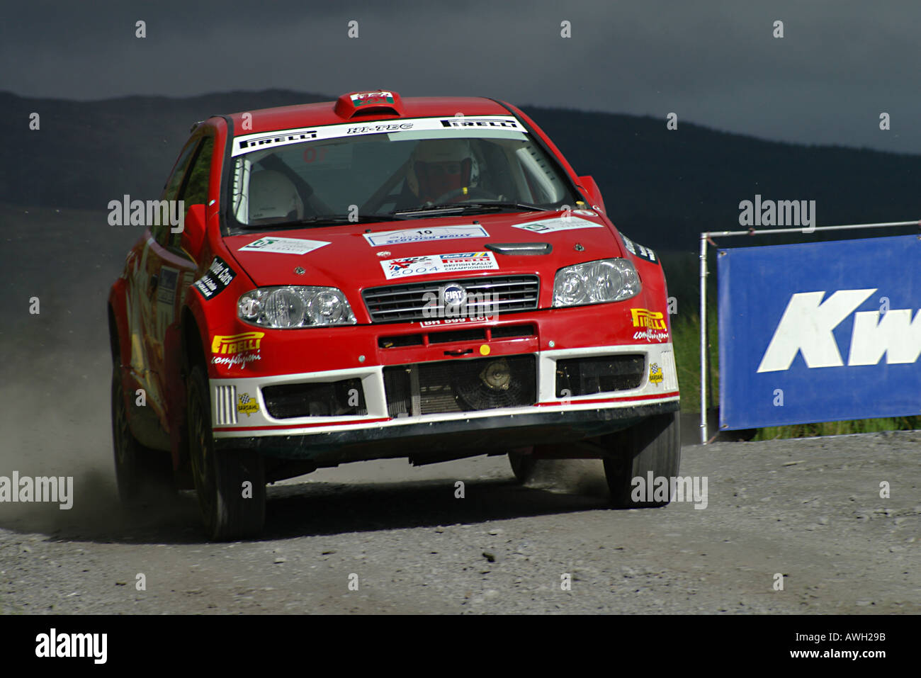 Fiat Punto on the Scottish Rally Stock Photo