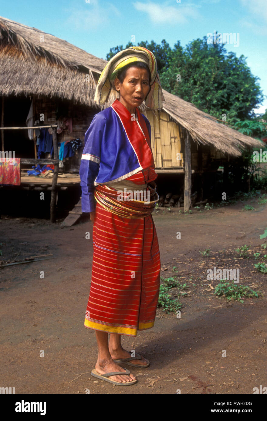 1, one, Palong woman, Palong, woman, adult woman, Mon-Khmer ethnic minority, hill tribe, Chiang Dao district, Chiang Mai Province, Thailand Stock Photo