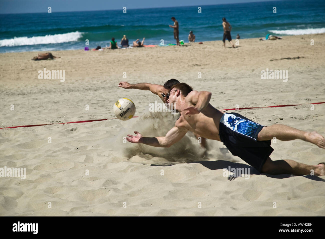 Men playing beach volleyball Pacific Beach San Diego, California, USA
