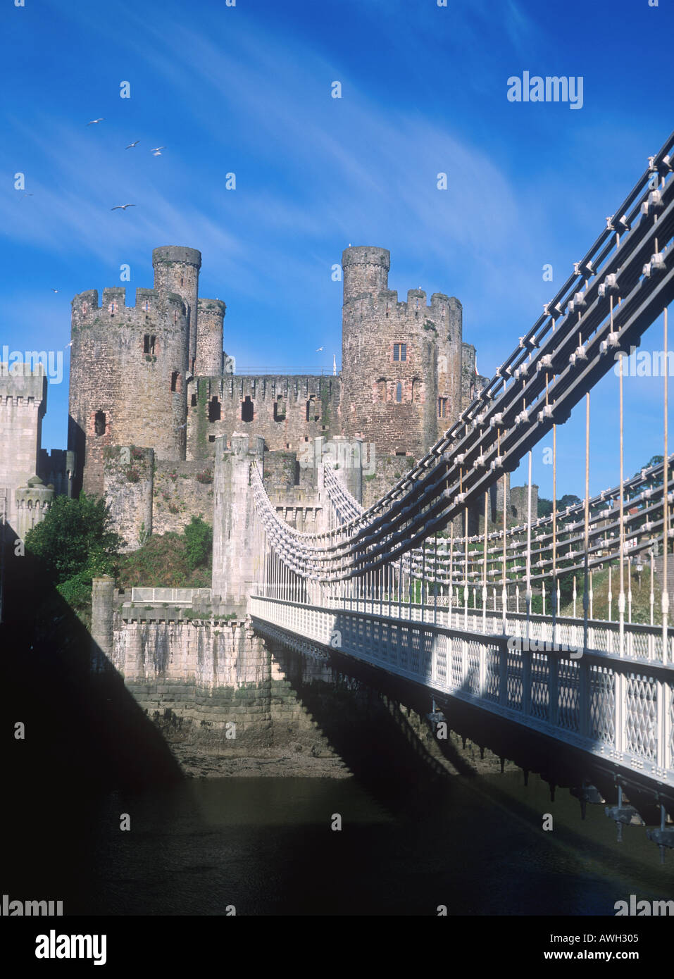 Telford s Suspension Bridge and Conwy Castle Conwy North West Wales