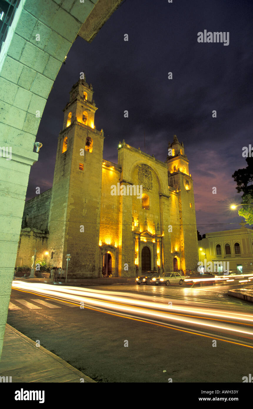 Merida Cathedral Yucatan Mexico Stock Photo