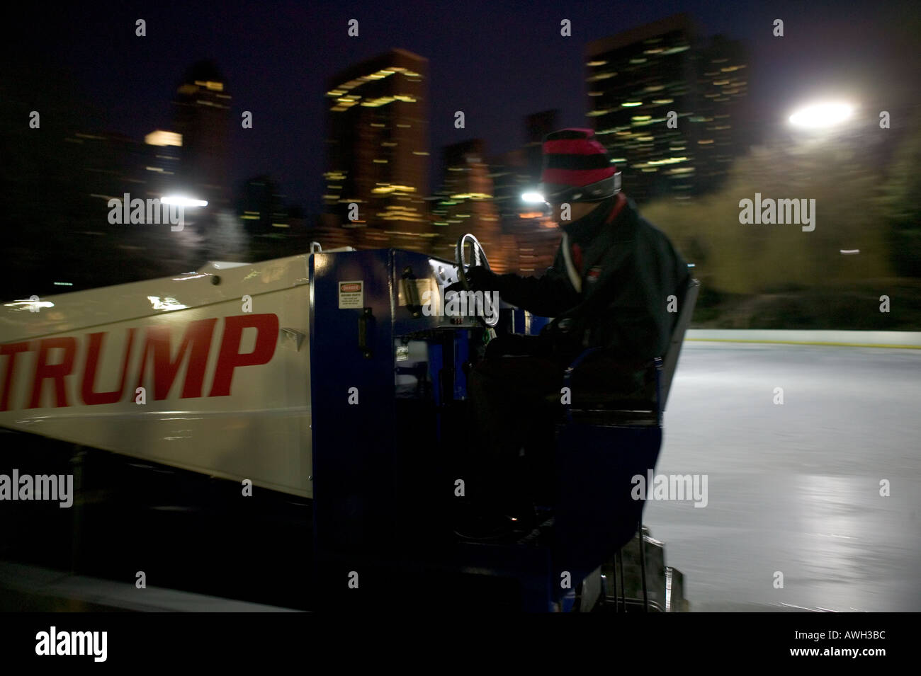 Zamboni ice resurfacer at work on the Wollman rink in Central Park New York USA November 2004