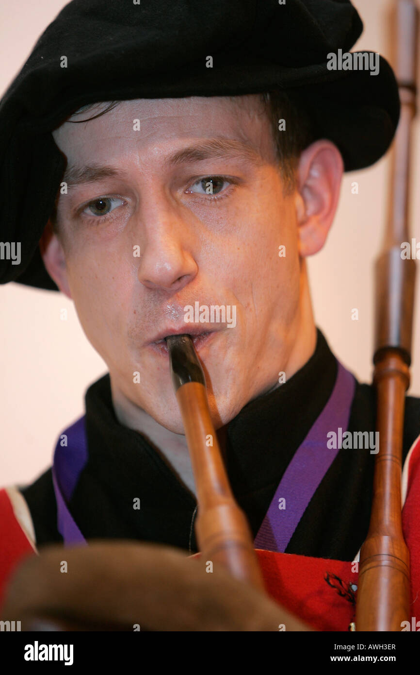 costume old English musician music drum pipe wooden instrument culture history heritage past