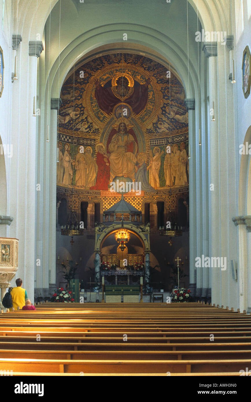 Germany, Bavaria, Munich, Annakirche, monumental Neo-Romanesque apse Rudolf von Seitz, Holy Trinity St Mary, St Anne Apostles Stock Photo