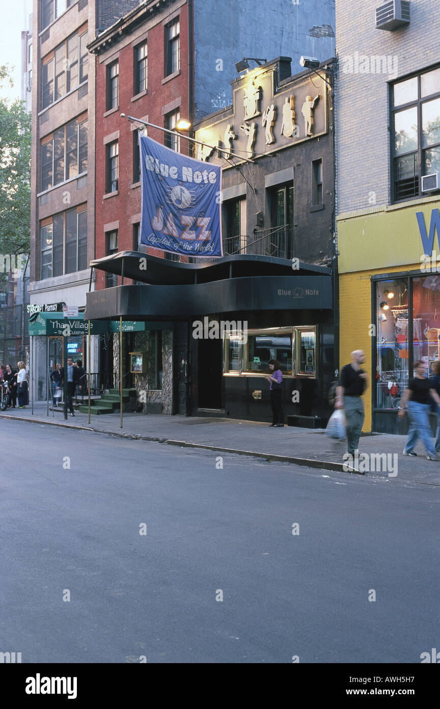 New York, Greenich Village, Blue Note, façade and entrance with venue flag flying over awning Stock Photo