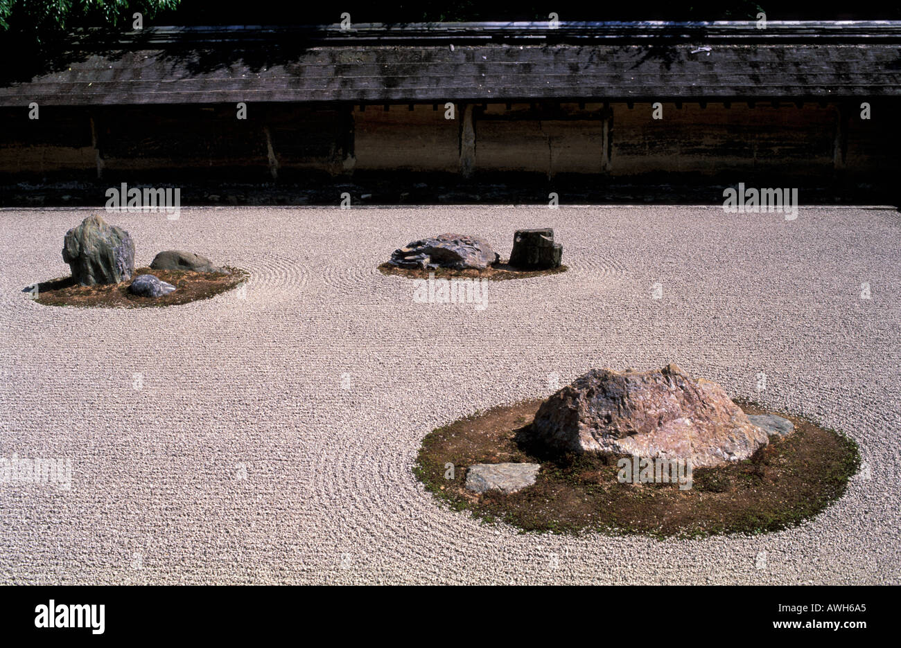 Zen garden of the Ryoan ji Temple Kyoto Japan Stock Photo Alamy