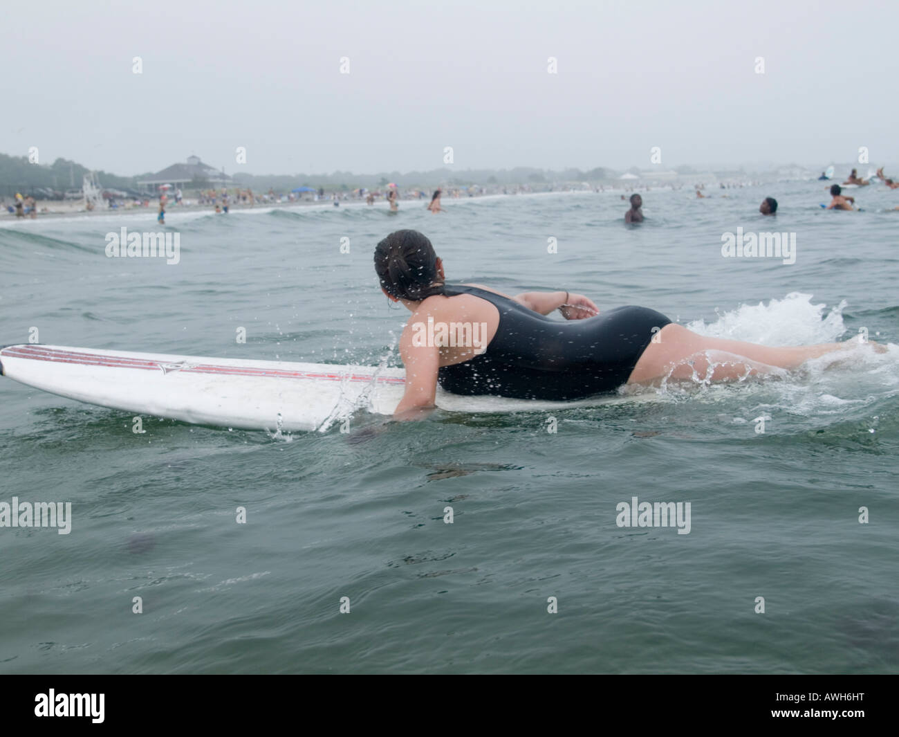 Teenage girls surf in Narragansett Rhode Island Stock Photo Alamy