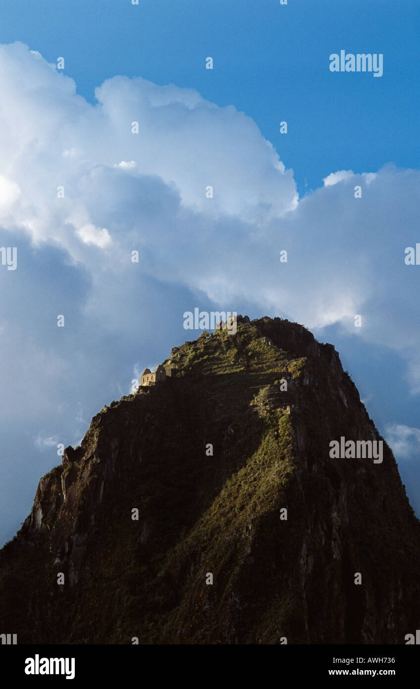 Peak of Wayna Picchu as seen from Machu Picchu, Peru Stock Photo