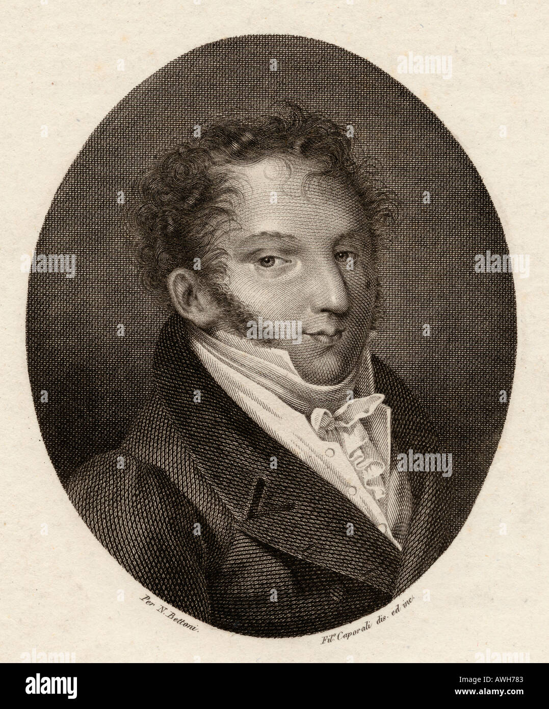 Gioacchino Antonio Rossini, 1792 -1868. Italian composer. 19th century print engraved by N Bettoni Stock Photo