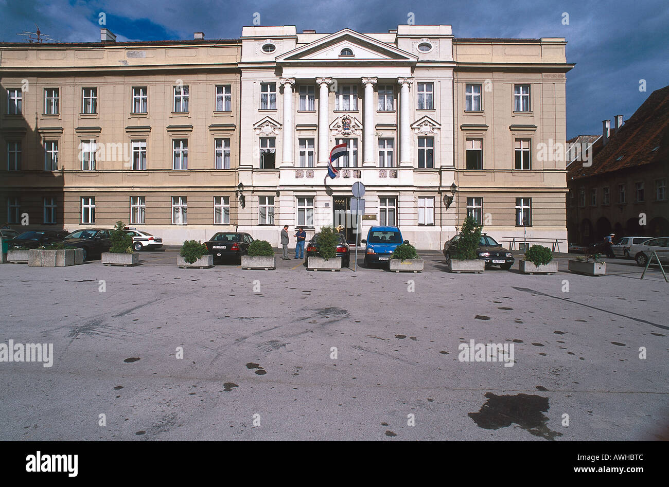 Croatia, Zagreb, Upper Town, Parliament Building, Neo-Classical façade and portal Stock Photo