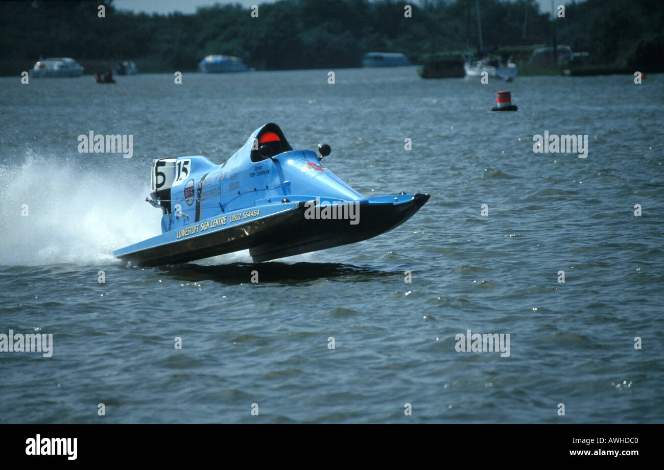 Power boat racing Oulton Broad Suffolk, England Stock Photo