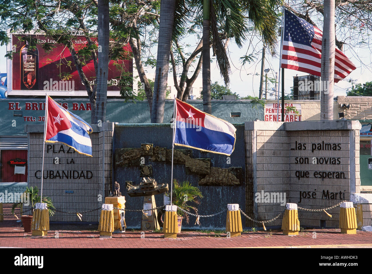 USA, Florida, Miami, Plaza de la Cubanidad, dedicated to six Cuban provinces, fallen heroes from Cuban history Stock Photo