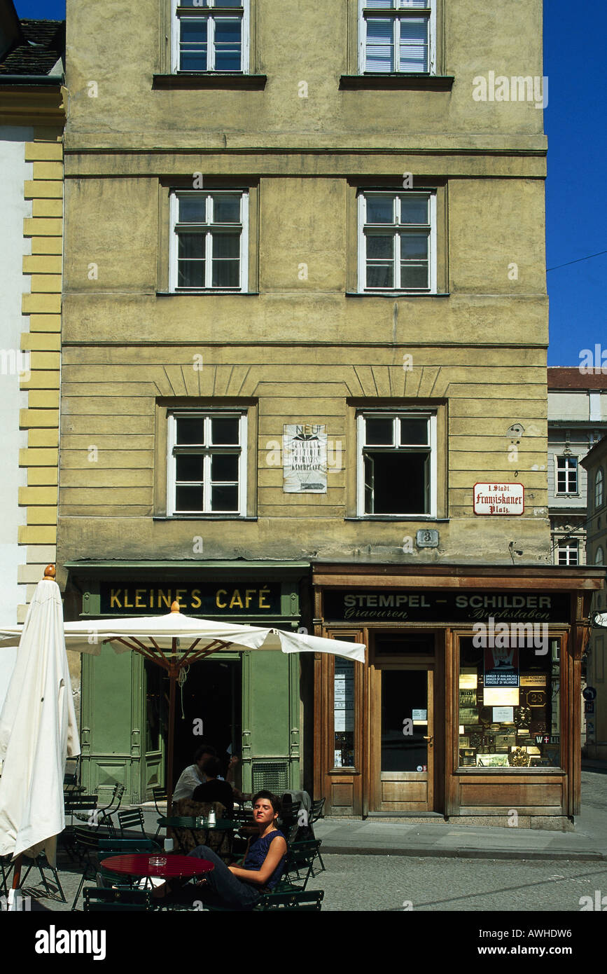 Facade of Kleines coffee house, Vienna. Stock Photo