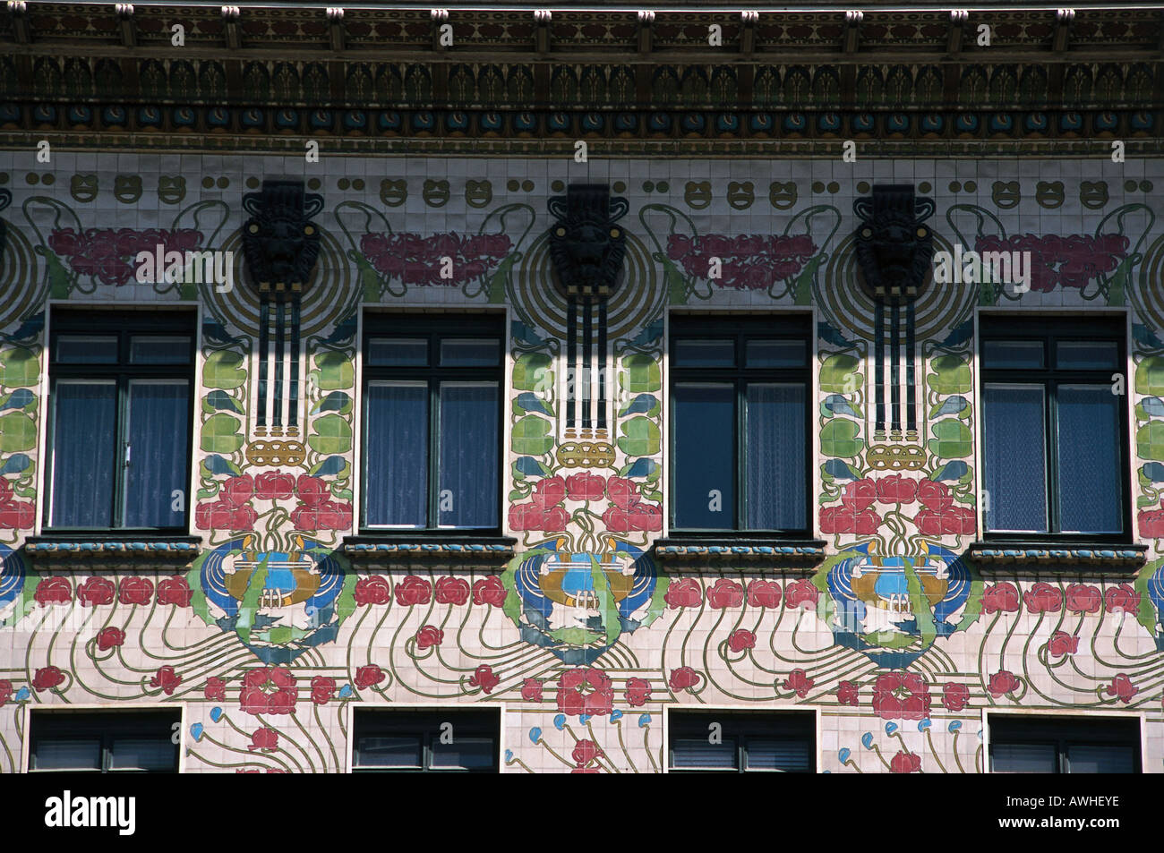 Austria, Vienna, Linke Wienzeile No. 38, Majolikahaus (1899), façade of building Stock Photo