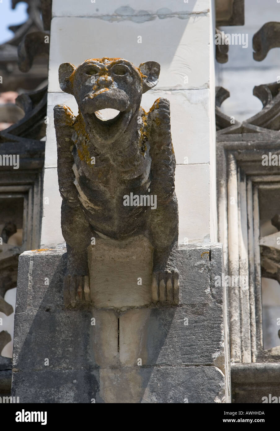 A gargoyle on the ornate cathedral at Batalha Portugal where King Duarte and his wife Leonor are entombed. Stock Photo