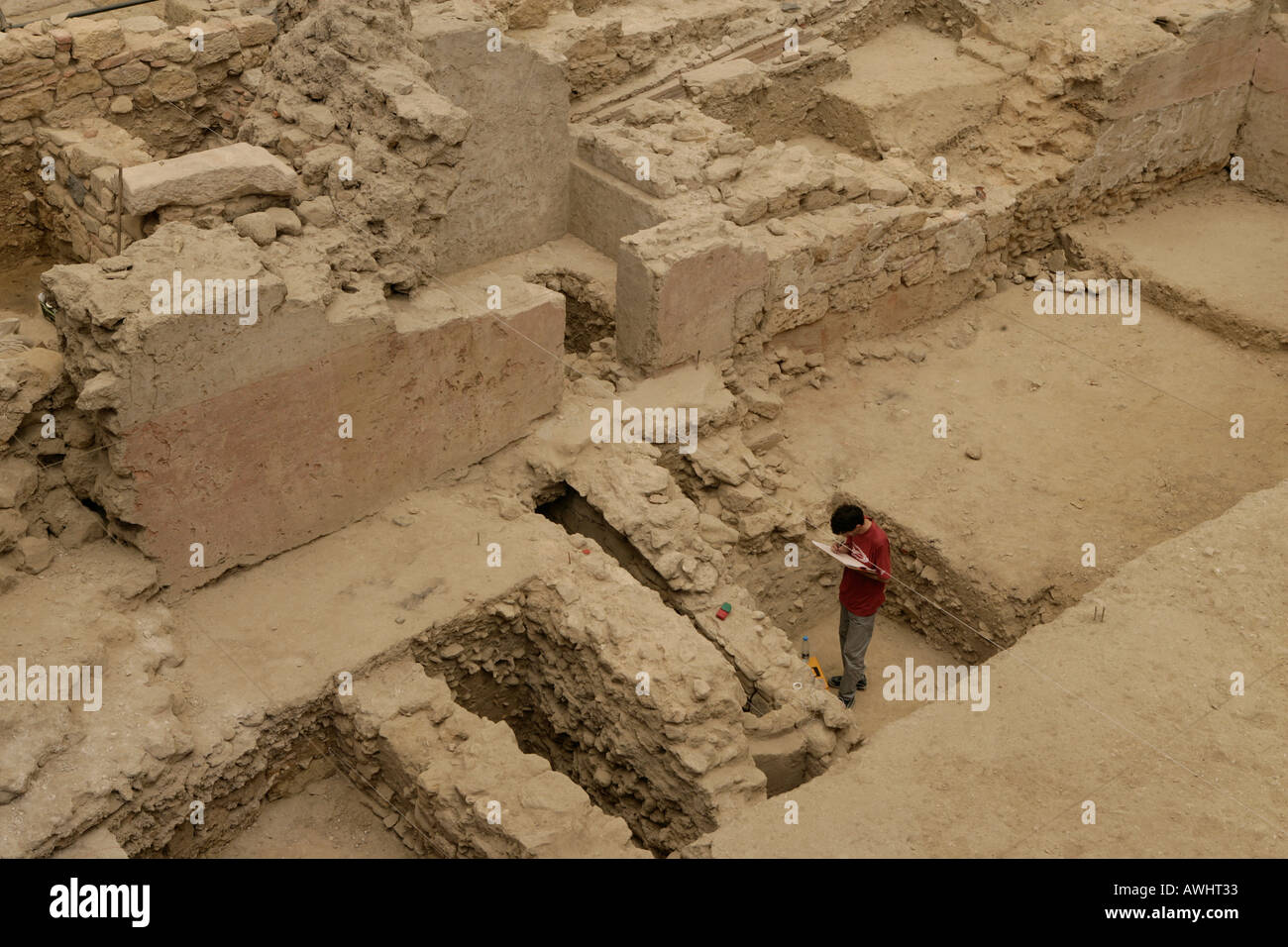 An archeological dig taking place at the cathedral in Lisbon Portugal Stock Photo