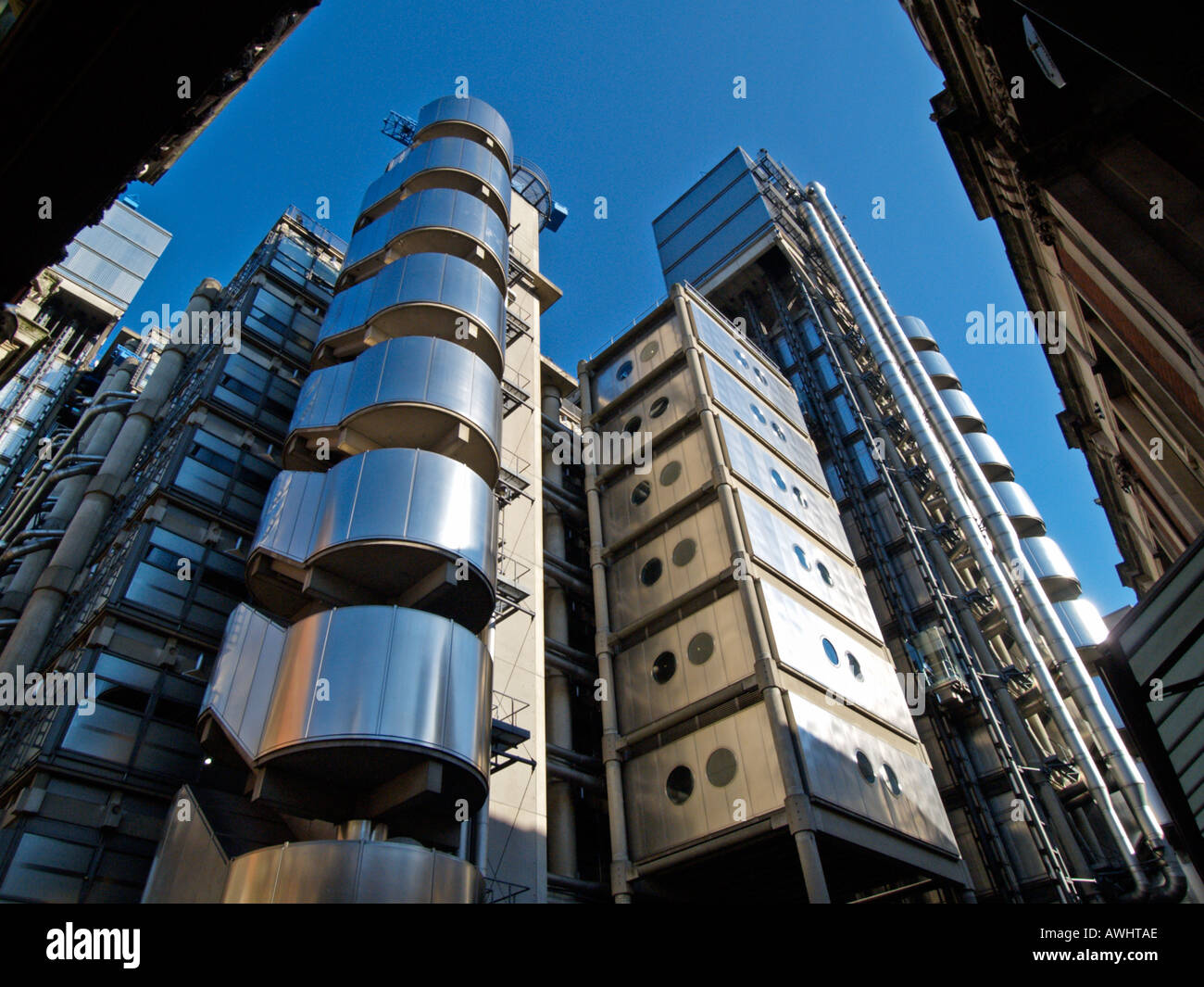The ultramodern Lloyds building by architect Richard Rogers in the heart of the city in London UK Stock Photo