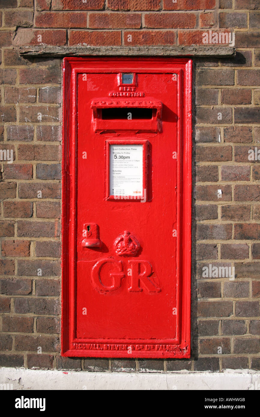 Red post box in Tooting London Stock Photo Alamy