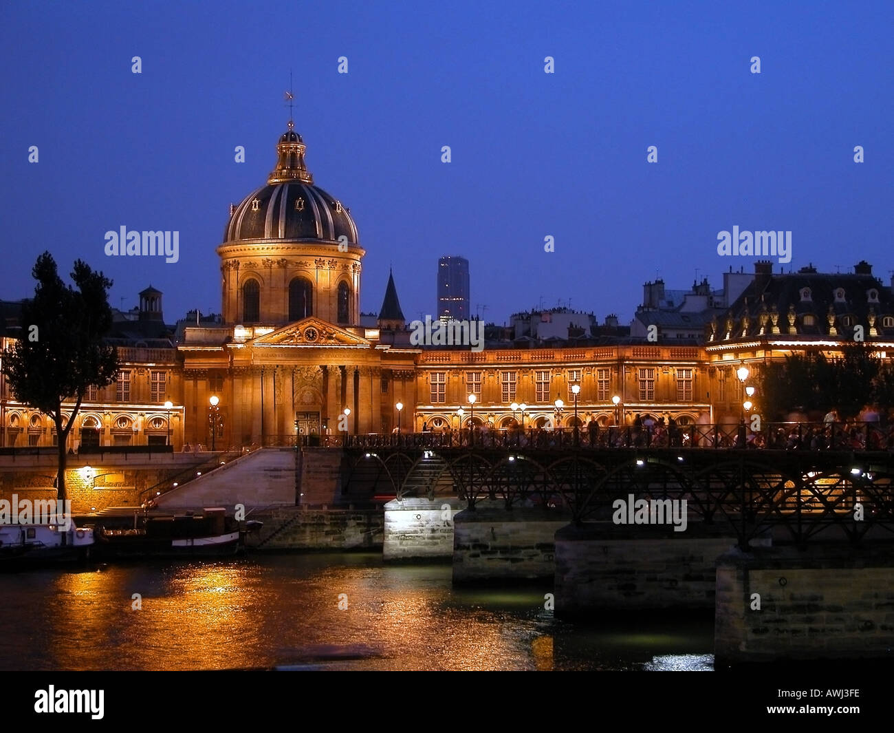 Paris Institut de France at night Stock Photo