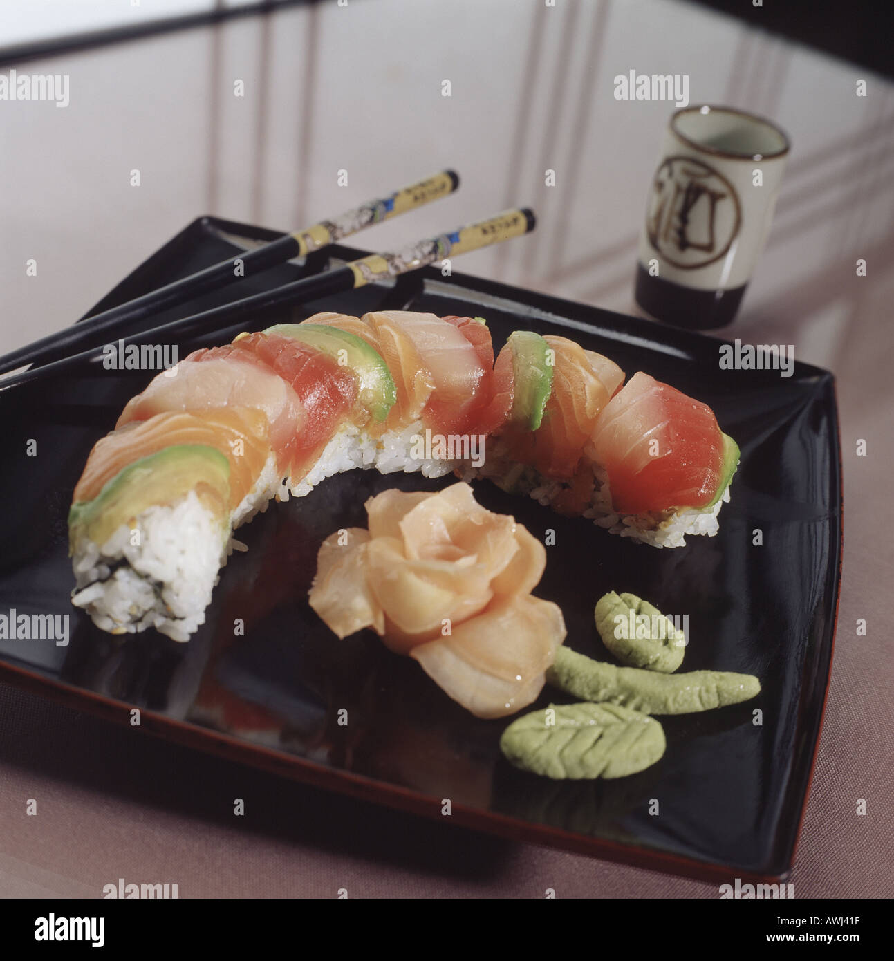 sushi rainbow roll Stock Photo - Alamy