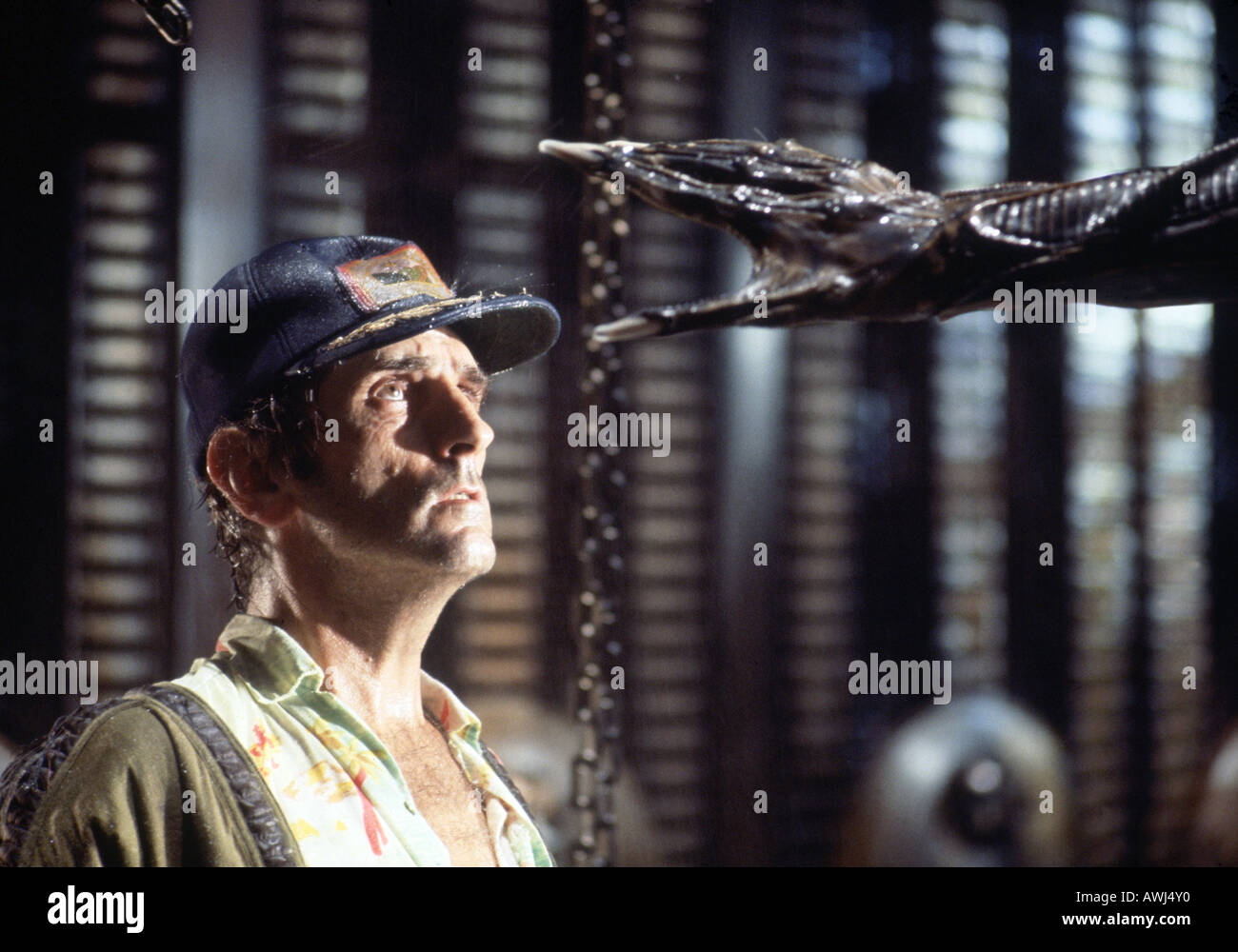 ALIEN 1979 TCF/Brandywine film with Harry Dean Stanton as Brett who a close encounter with the alien aboard the spaceship Stock Photo