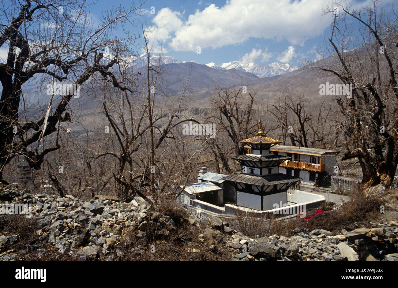 The Holy Buddhist Hindu Shrine In Manang Himalayas Nepal Asia Stock ...