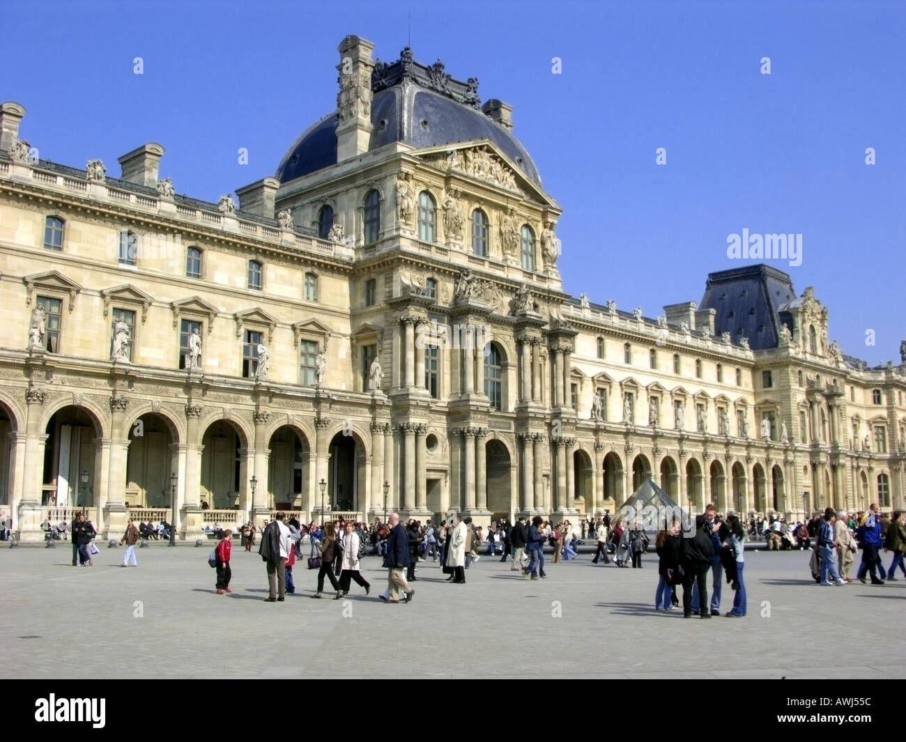 France Paris Louvre Museum Palace courtyard Stock Photo