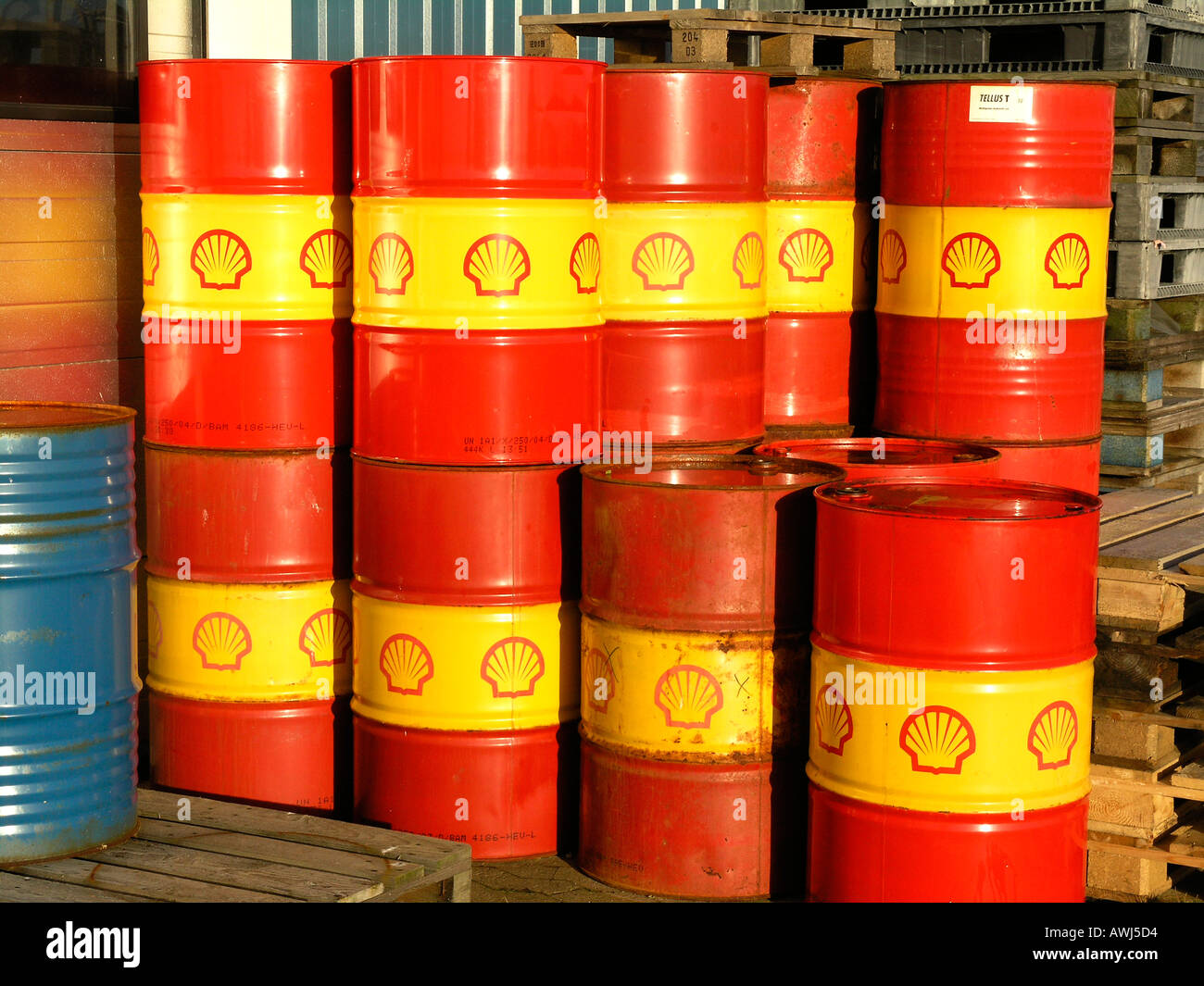 Oil barrels at the Harbour Stock Photo Alamy