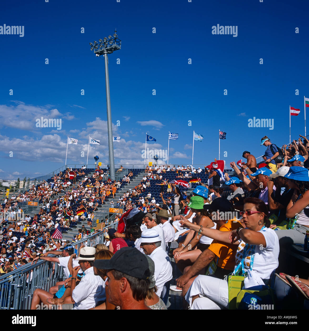 Crowd In An Outdoor Olympic Stadium Athens Greece Hellas Stock Photo
