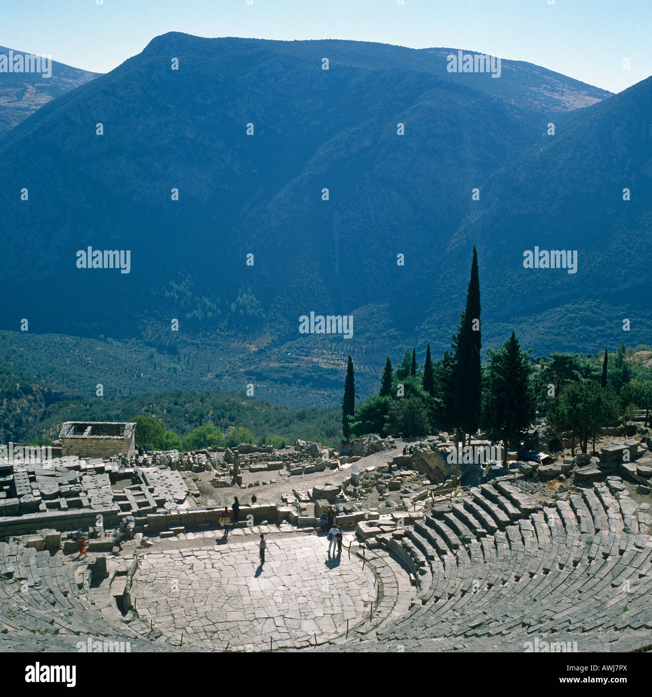 The Theatre At Ancient Delphi Greece Hellas Stock Photo