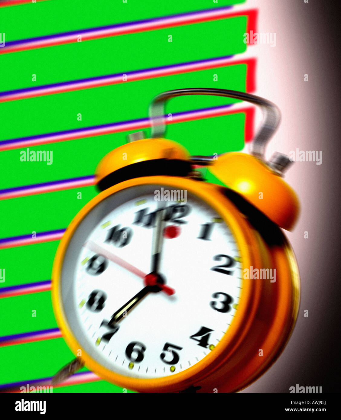 A loud alarm clock ringing with a warning at 7 o'clock Stock Photo Alamy