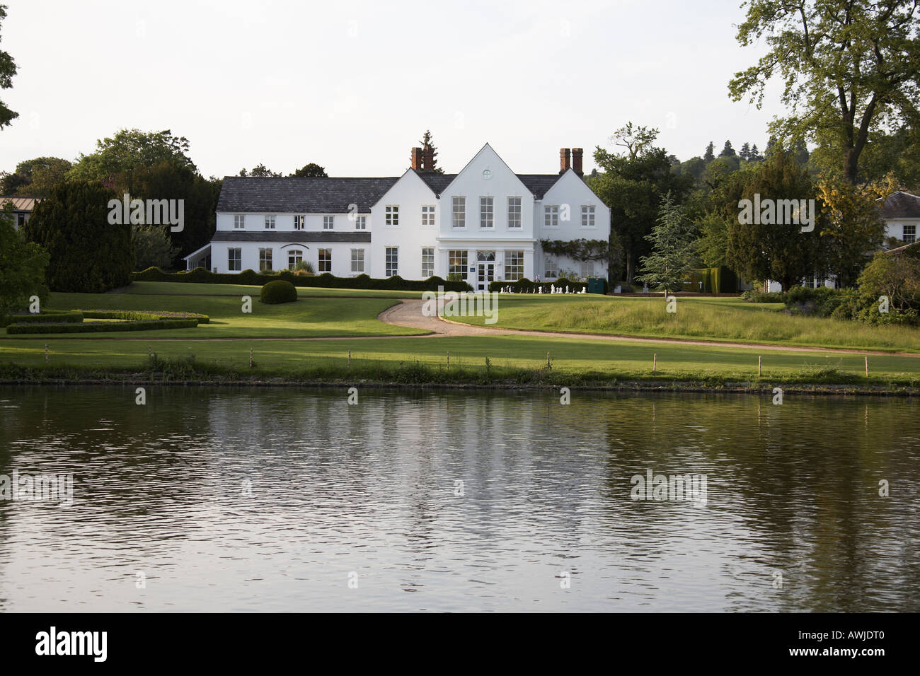 Grand beautiful luxury expensive white residential house or home with