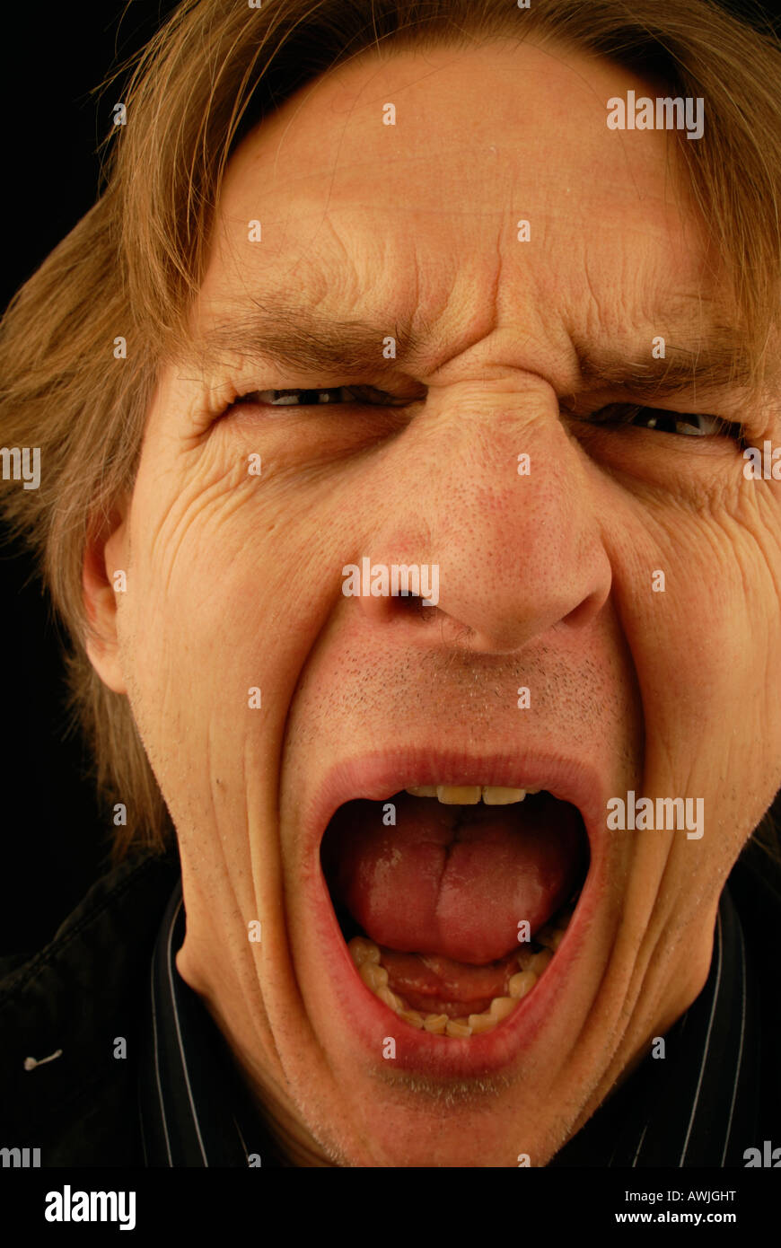 Scream. No. 3 - Man screaming. Anger. Stock Photo