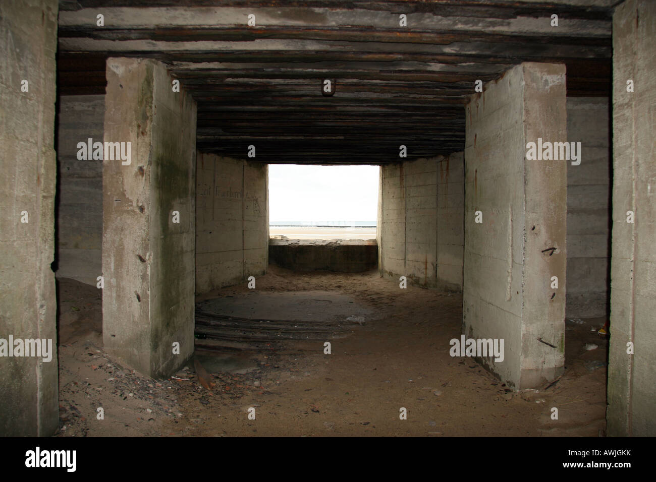 The view inside a German gun emplacement on Utah Beach, Normandy Stock