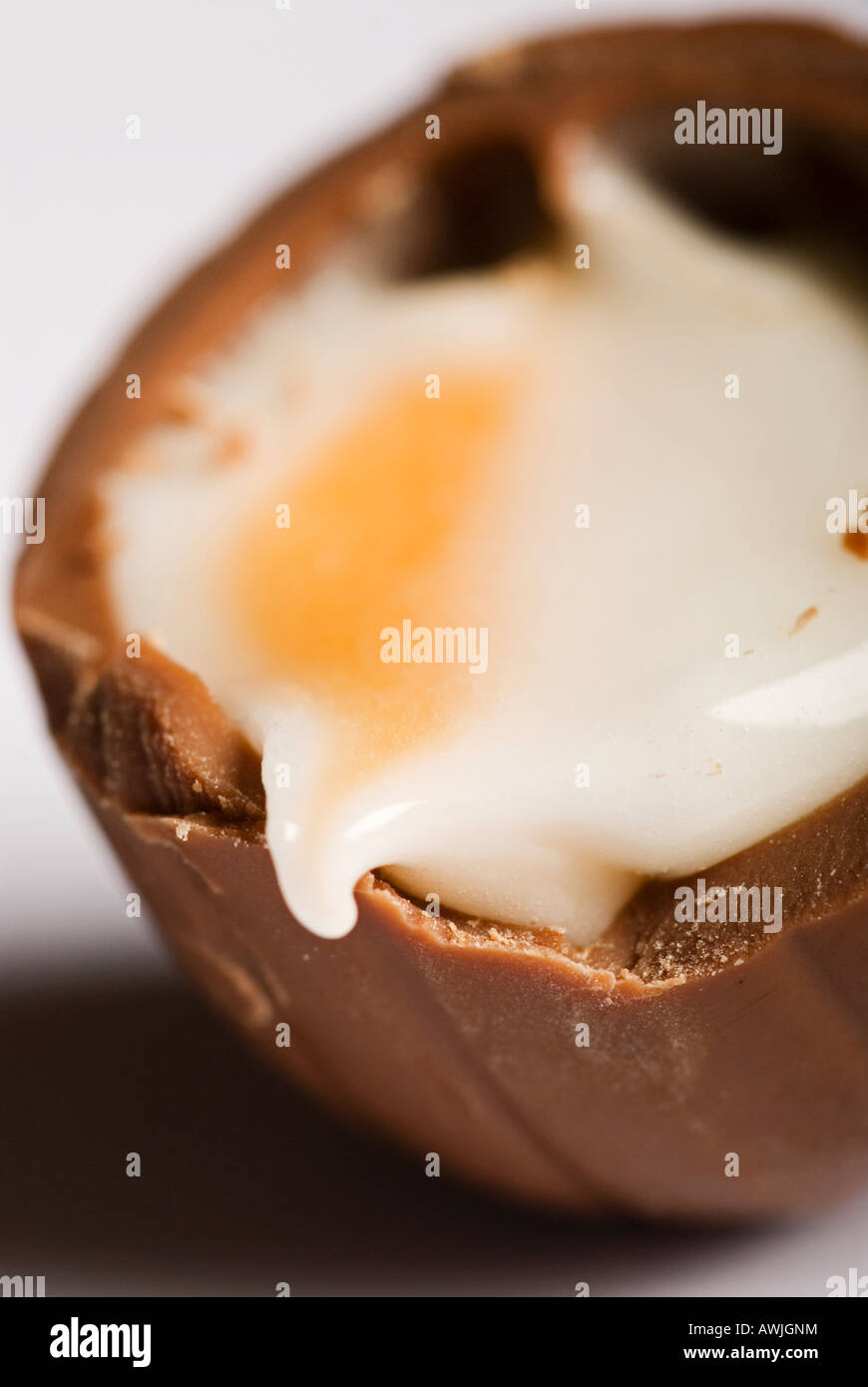 Stock photo a Cadburys chocolate easter egg cut in half The egg is a traditional easter